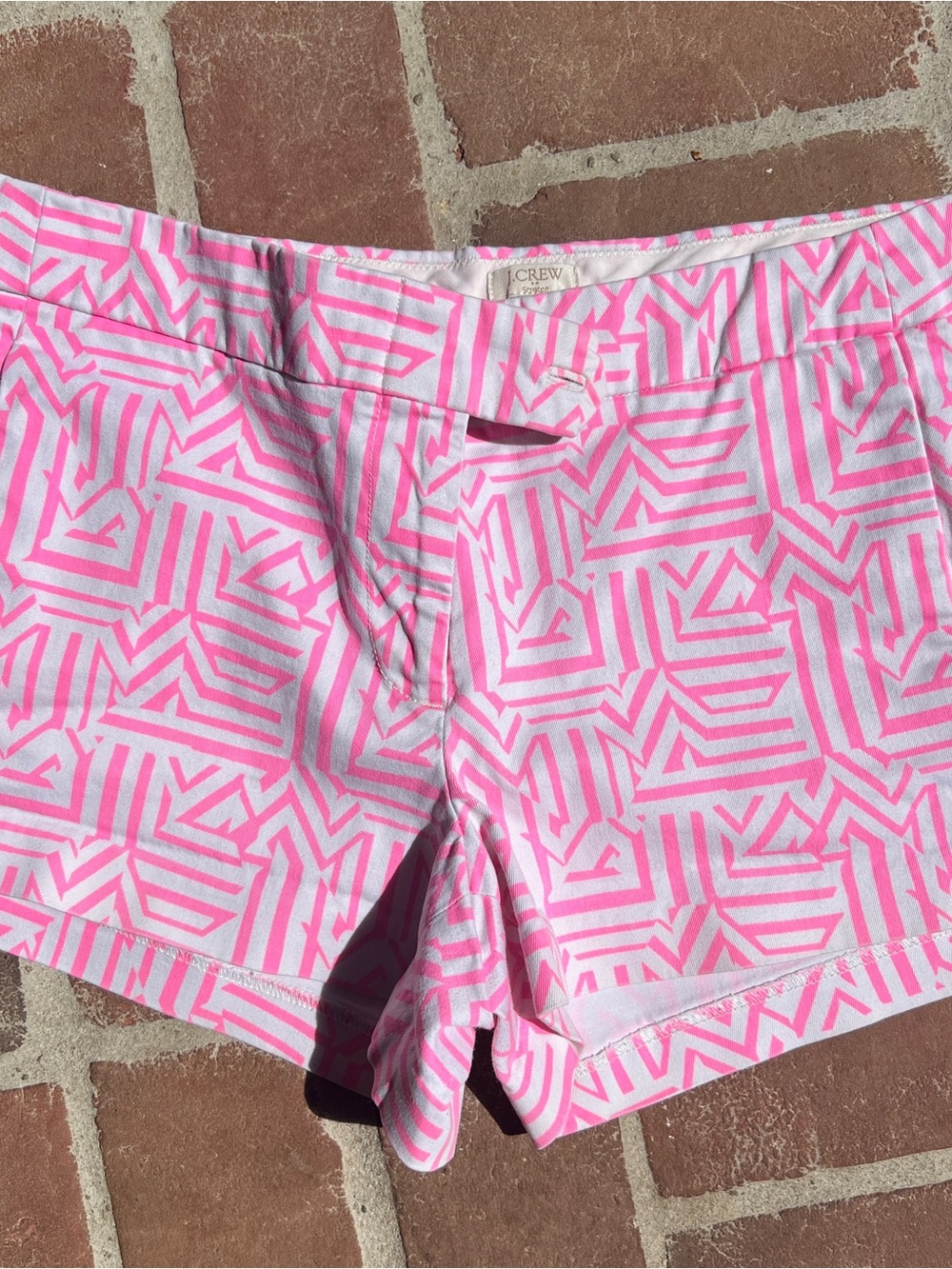 J. Crew Pink & White Geometric Print Women's Shorts